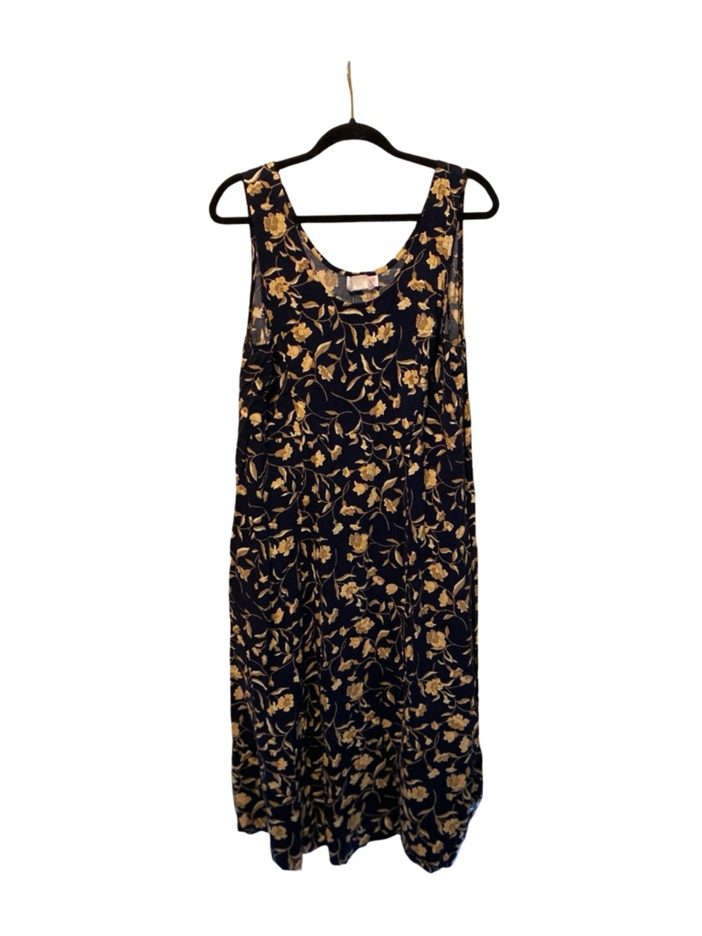 R&K Black Maxi Dress with Gold Floral Pattern